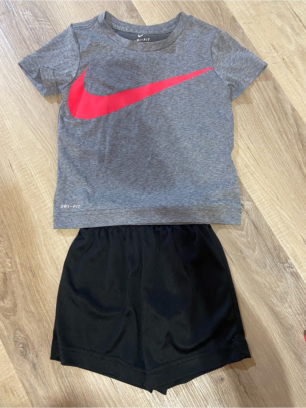 Nike Gray Dri-FIT Tee with Pink Swoosh